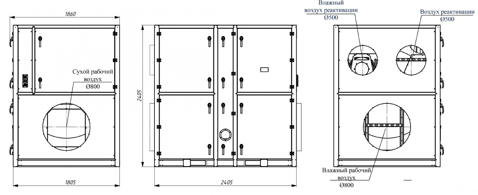 size of industrial desiccant dehumidifier MDC18000